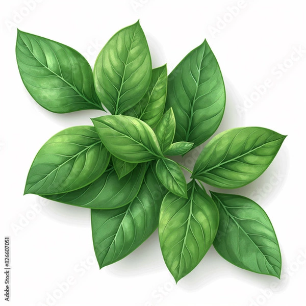Fototapeta A green leafy background with a white background