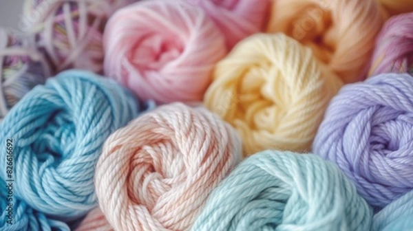 Obraz Soft Pastel colored Yarn for Knitting