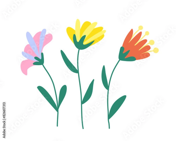 Obraz flowers from fairy tales. Vector Illustration for printing, backgrounds, covers and packaging. Image can be used for greeting cards, posters, stickers and textile. Isolated on white background.