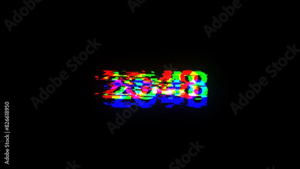 Obraz 3D rendering 2048 text with screen effects of technological glitches
