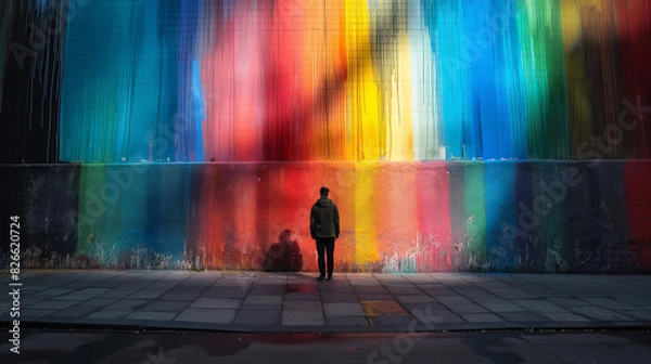 Fototapeta Street Art of the spectral distribution within a rainbow , the varying intensity of colors across the spectrum 