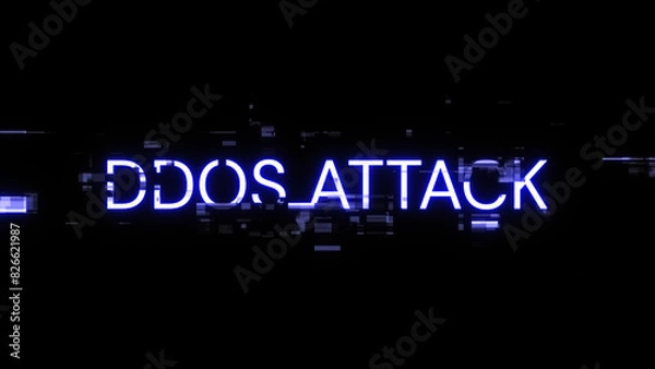 Obraz 3D rendering ddos attack text with screen effects of technological glitches