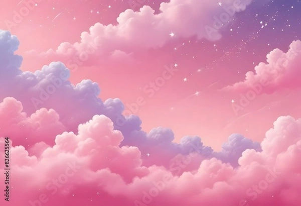 Obraz Holographic fantasy rainbow unicorn background with clouds. Pastel color sky. Magical landscape, abstract fabulous pattern. Cute candy wallpaper