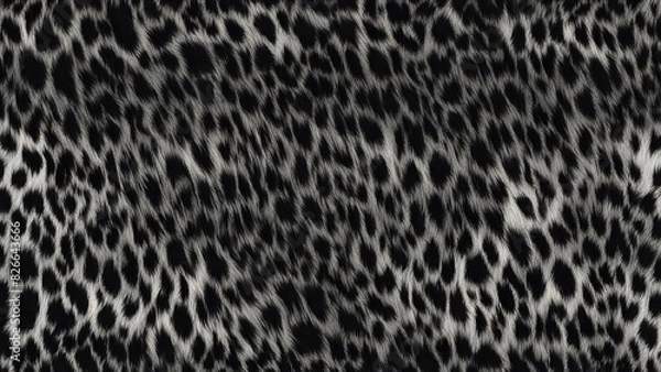 Fototapeta leopard background skin texture black white hairy print