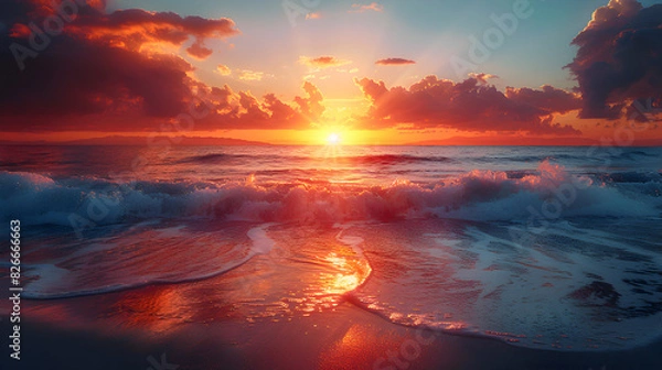 Fototapeta Beautiful Sunset at the Beach in Morocco Captured in Ultra 8K Resolution for Stunning Scenic View