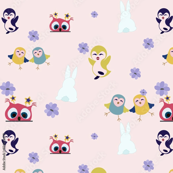 Fototapeta Childish cute funny vector pattern