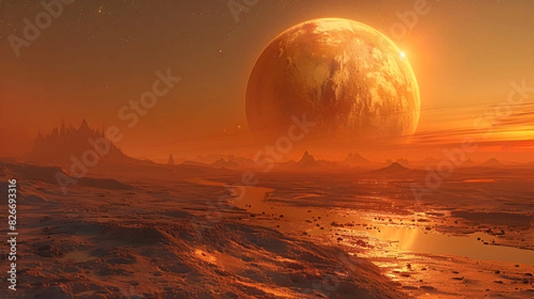 Fototapeta Mysterious Surface of an Unknown Planet Featuring Alien Terrain and Bizarre Landscapes