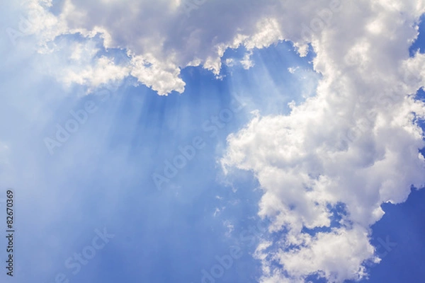 Fototapeta light beam with white cloud