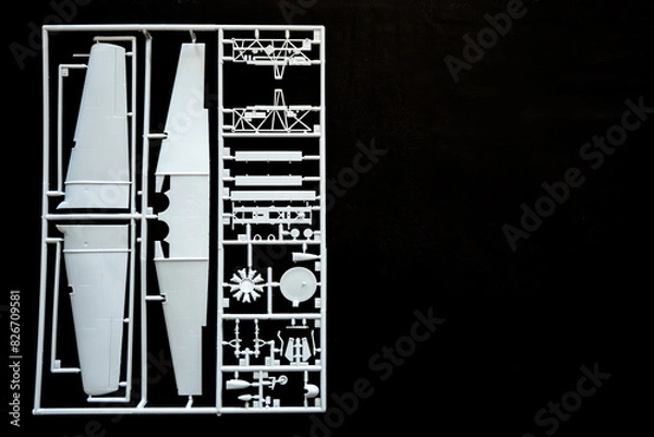 Obraz aircraft plastic model kit on a dark background