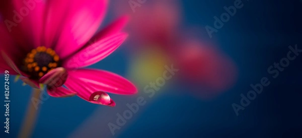 Fototapeta flower with dew dop - beautiful macro photography with abstract bokeh background