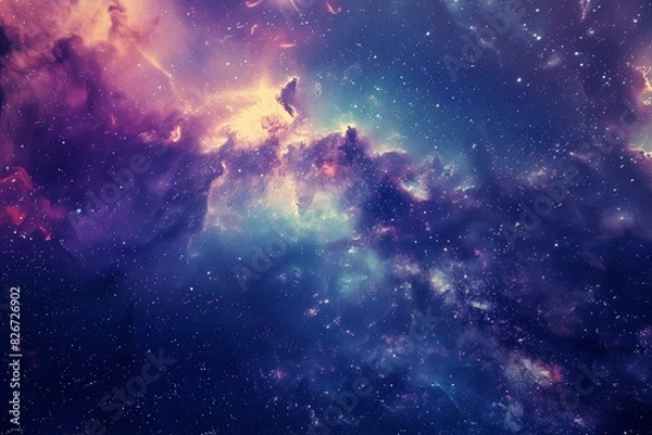 Fototapeta A surreal and colorful representation of a nebula in a starfilled galaxy