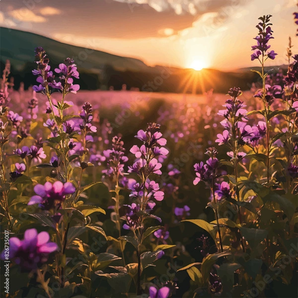 Obraz sunset on the flowers  