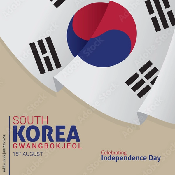 Fototapeta South Korea Independence day vector illustration. South Korea Independence day themes design concept with flat style vector illustration. Suitable for greeting card, poster and banner.