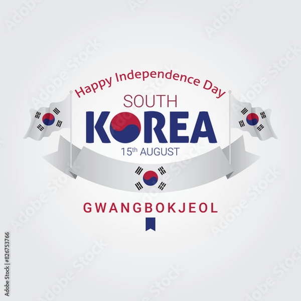 Fototapeta South Korea Independence day vector illustration. South Korea Independence day themes design concept with flat style vector illustration. Suitable for greeting card, poster and banner.