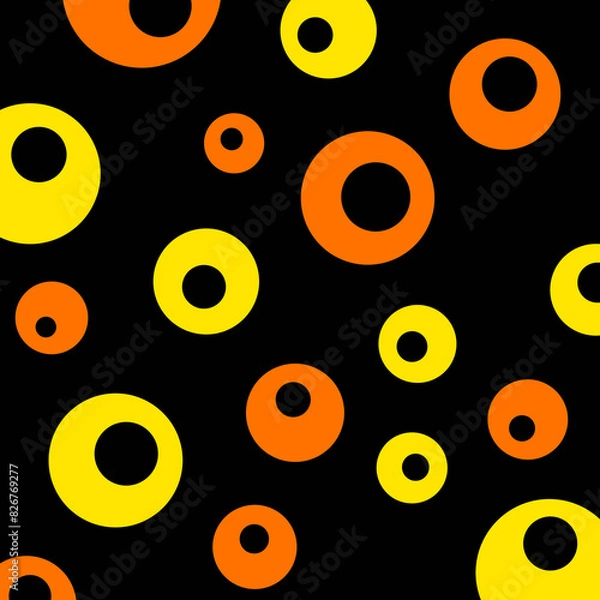 Obraz Orange and yellow circles design on black background