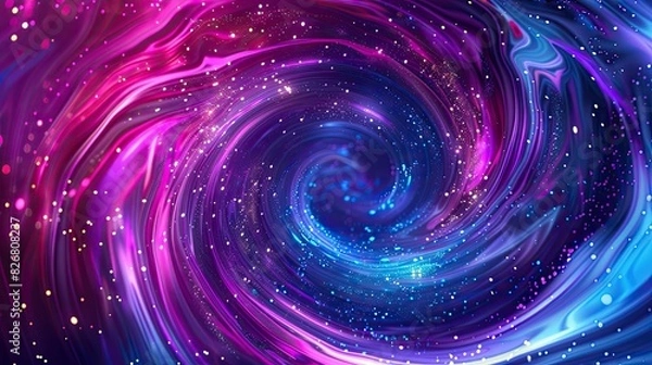 Fototapeta Glowing neon swirls in cosmic ultraviolet hues. Mystical and futuristic background