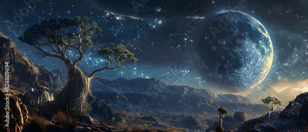 Fototapeta Cosmic Dreamscape: Majestic Sci-Fi Fantasy with Mythical Nebulae