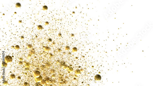 Fototapeta Cascading Celebration: Striking 3D Illustration Showcasing an Abundance of gold Confetti