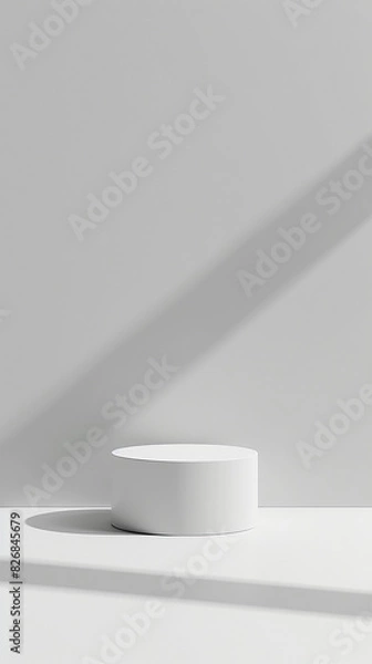 Fototapeta White podium on the right side of the empty space
