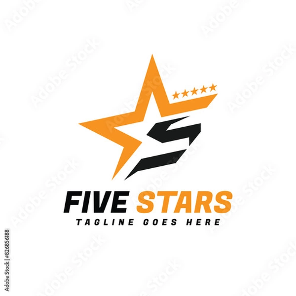 Fototapeta Abstract minimalist star symbol combine with number 5 design concept. Modern vector illustration.logo_24_1A