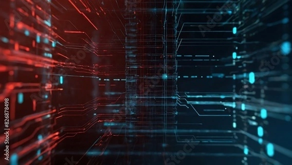 Fototapeta An infographic showing the process of machine learning, machine learning, blurred background