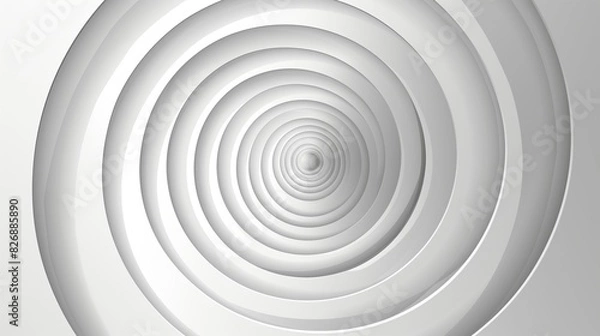 Fototapeta Nested white and gray concentric circles dynamic composition. Vector art.