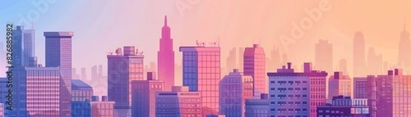 Fototapeta Citypop style flat design top view 80s theme animation Monochromatic Color Scheme