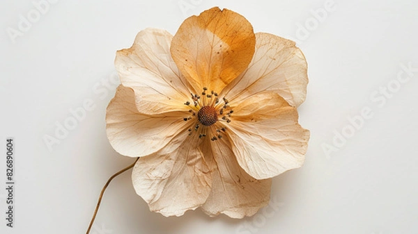 Obraz Isolated of a Radiant Marigold Flower Featuring Its Bold Col Top View Shot On White Background. Isolated radiant marigold flower, bold colors, top view shot, white background, marigold flower,