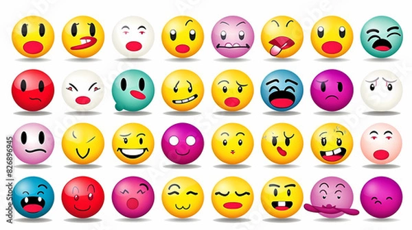 Obraz Emoticons conceptual art vector image,Sketch emoticons seamless pattern vector image.