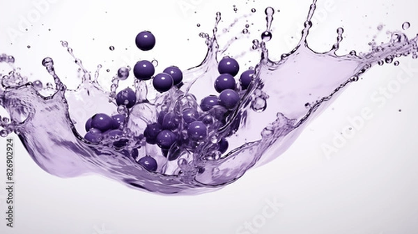 Fototapeta Blue Water Splash with Bubbles and Waves