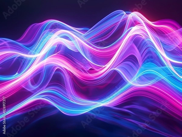 Fototapeta Vibrant Neon Waves of Dynamic Fluid Gradience in Mesmerizing Psychedelic Surreal Digital Art