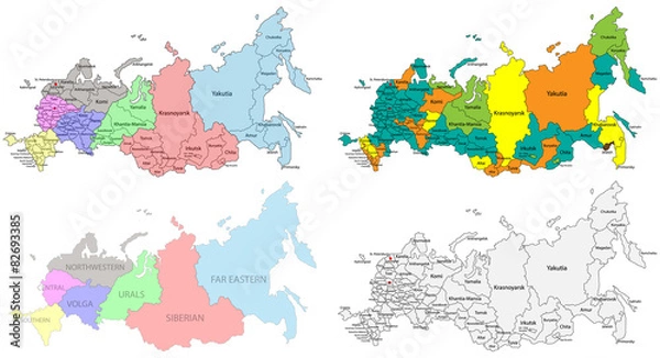 Obraz Political and regional map of Russia