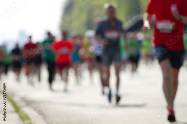 Obraz Blurred mass of marathon runners