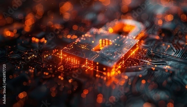 Fototapeta A digital security tech banner, featuring a padlock graphic with ample copy space on a cyberthemed background, Close up