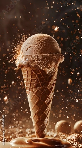 Fototapeta National Chocolate Ice-Cream Day. with space for text