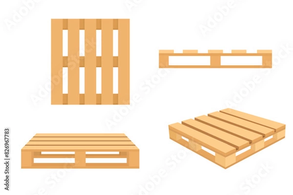 Fototapeta Wood pallet icon. Set of wooden pallet vector icons isolated on white background