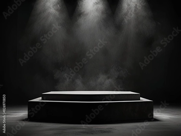Fototapeta Podium background 3D light tech stage future platform