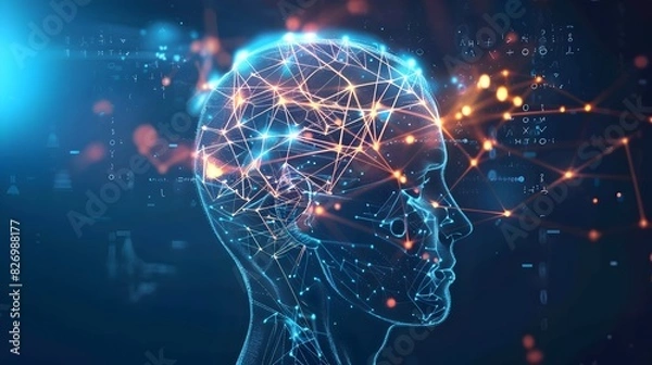 Fototapeta Digitized Brain Concept Showcasing Innovative Technology and Data Analytics