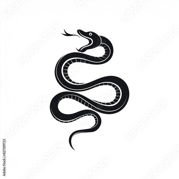 Fototapeta snake icon or snake logo. logo iconic snake chinese, circel logo snake, red snake logo. black color and white background. shio snake, snake chinese new years, snake tatto design, snake art. 