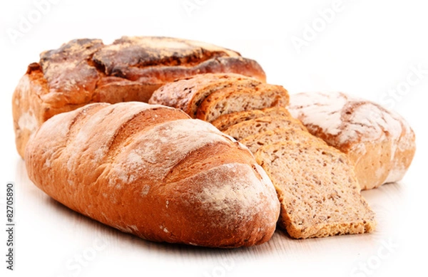 Fototapeta Composition with variety of baking products isolated on white