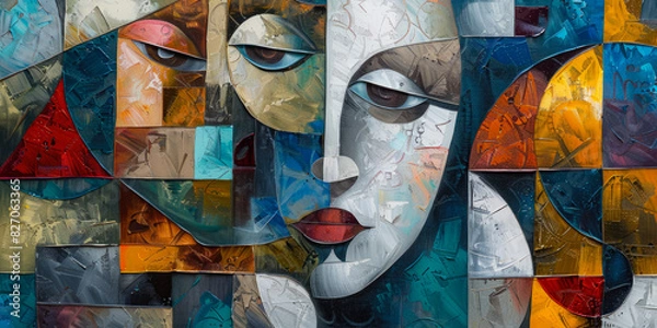 Obraz Surrealistic Oil Painting In Cubist Style For Design Created Using Artificial Intelligence