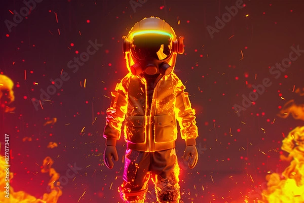 Fototapeta 3d game character cartoon portrait glow effect 3d background isolated