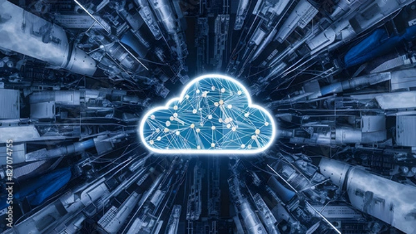 Obraz Cloud computing concept.Abstract cloud connection technology background.