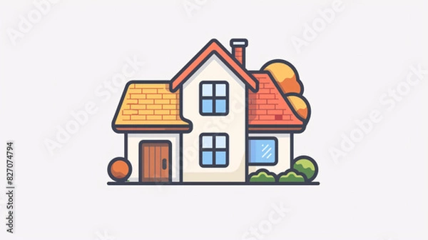 Fototapeta Vector icon of a modern house with a simple white background