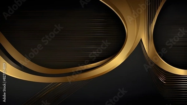 Fototapeta Vector modern simple design, elegant modern gold line background, abstract gold lines on black, abstract gold and black are light pattern with the gradient Generative AI 