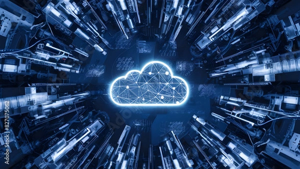 Obraz Cloud computing concept.Abstract cloud connection technology background.