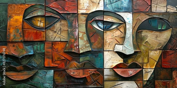 Obraz Surrealistic Oil Painting In Cubist Style For Design Created Using Artificial Intelligence