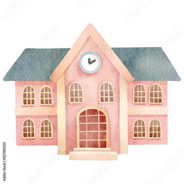 Obraz school building watercolor
