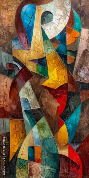Fototapeta Surrealistic Oil Painting In Cubist Style For Design Created Using Artificial Intelligence