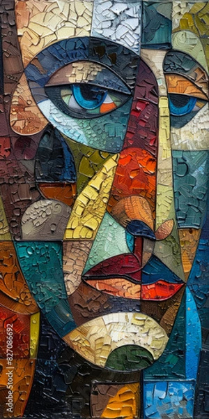 Fototapeta Surrealistic Oil Painting In Cubist Style For Design Created Using Artificial Intelligence